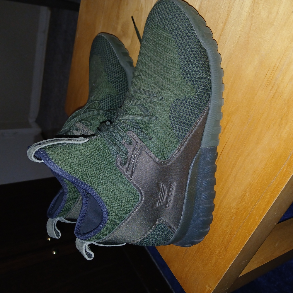 Adidas Green and Brown Athletic Shoes with Knit Upper